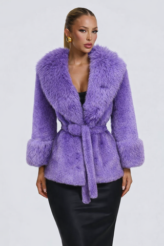 Дамско пухено палто Lavender Glam – Luxury Faux Fur Style