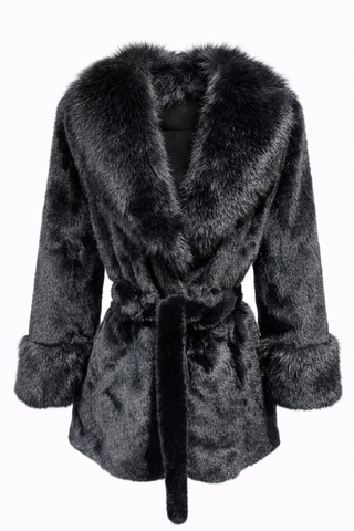Дамско пухено палто Lavender Glam – Luxury Faux Fur Style S М L Black