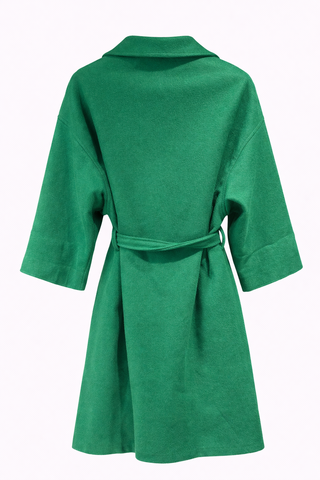 Зелено дамско палто Belted Elegance – Chic Coat с колан