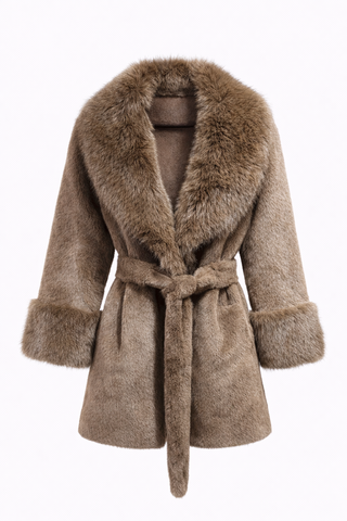 Дамско пухено палто Lavender Glam – Luxury Faux Fur Style S М L Brown