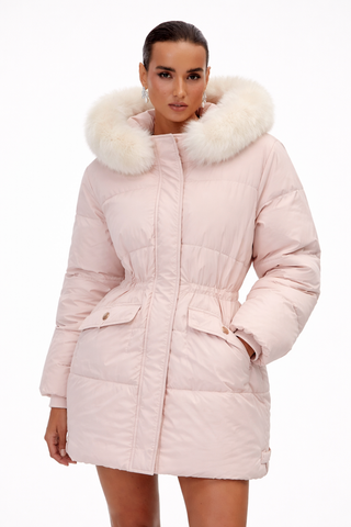 Дамско пухено яке с пухена качулка – Winter Luxe Jacket Pink