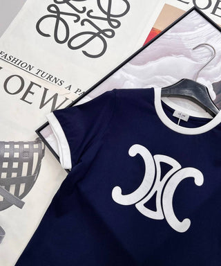 Дамска Тениска Navy Blue с Контрастно Лого