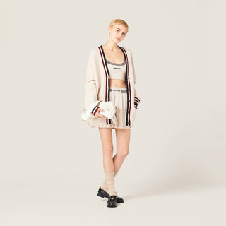 Дамски Къс Плетен Потник Cream White