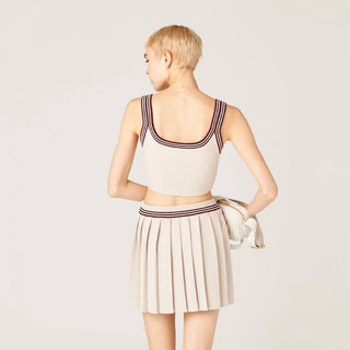 Дамски Къс Плетен Потник Cream White